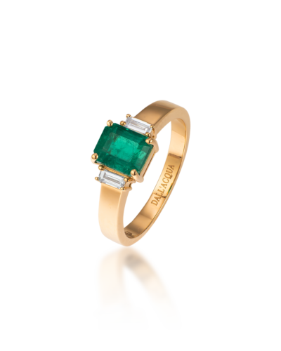 pierścionek ze szmaragdem kolumbijskim i brylantami pr.750