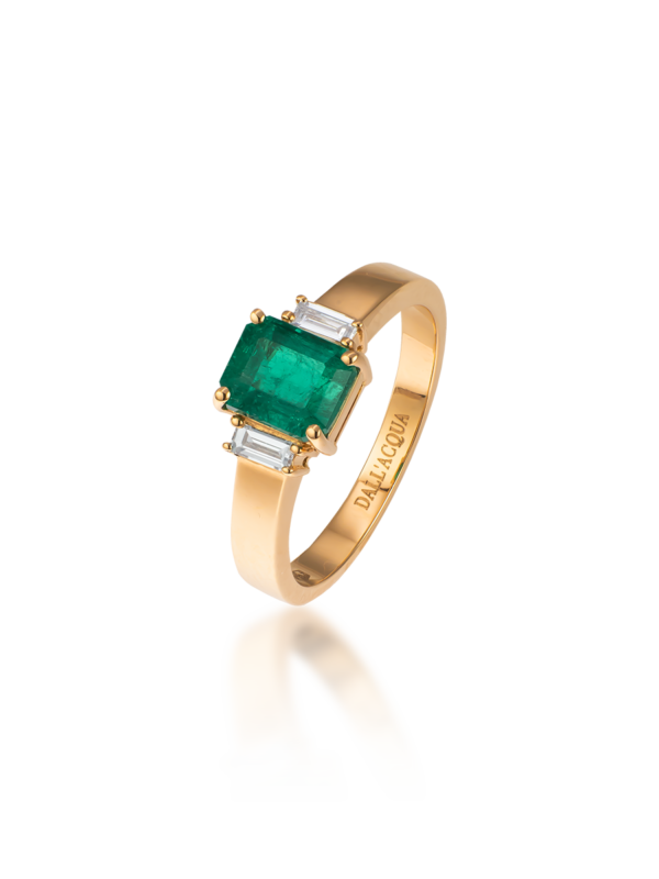 pierścionek ze szmaragdem kolumbijskim i brylantami pr.750