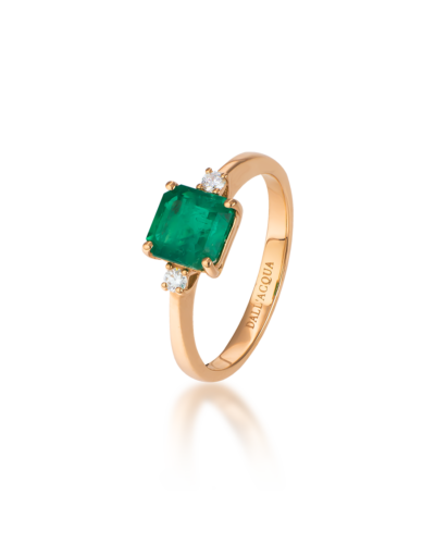 pierścionek ze szmaragdem kolumbijskim i brylantami pr.750